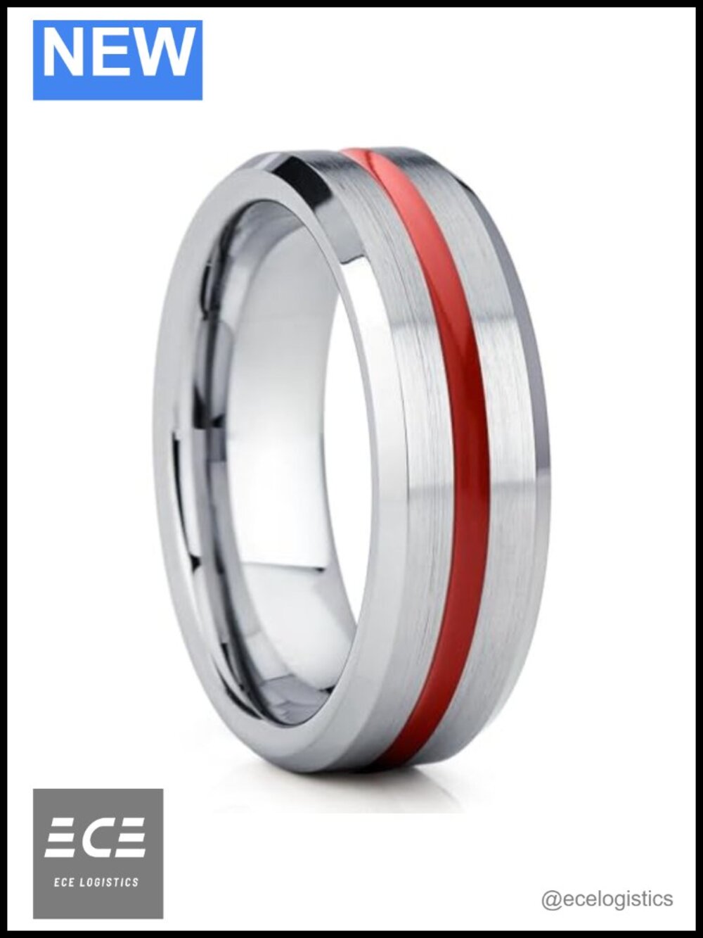 Tungsten Carbide Wedding Band 8mm Beveled Edges Comfort Fit Center Groove